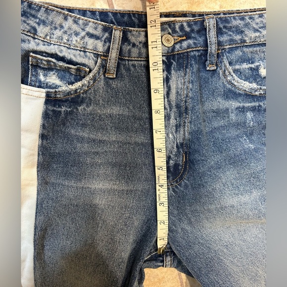 Vervet Beverly Super High Rise Crop Side Blocking Panel Distressed Jeans 27 - Picture 9 of 13